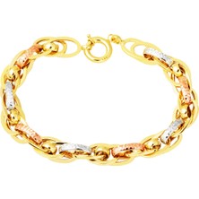 Bilezikci Sarı Rose Beyaz Altınlı 14 Ayar Spor Bileklik