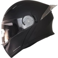 Free-M 965 Mat Siyah Çene Açılır Kask CE Onaylı ve Güneş Vizörlü Renkli Tasarım