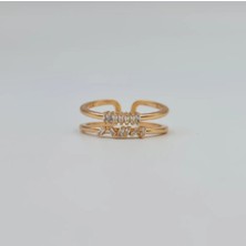 SE Jewellery Gold Beyaz Baget Taşlı Şık Kadın Yüzük