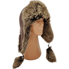 AbbasShop Hakiki Deri Kuzu Kürklü Toskanalı Ushanka Şapka Bere Ayarlanabilir Tokalı