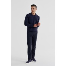 Jakamen Lacivert Slim Fit Polo Yaka Triko Kazak