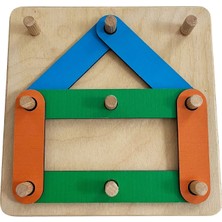 Ahşap Çubuk Bultak Puzzle Seti / 1+ Yaş / Montessori Eğitici ve Öğretici Şekil Oluşturma / Güvenli ve Eğlenceli Çocuk Oyuncağı