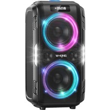 W-Kıng T9PRO Bluetooth Hoparlör 250W Partybox 24S Dinleme Işıklı Ipx5 Kablosuz Stereo Tws Ses Bombası Siyah