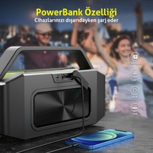 W-Kıng D9-1 Bluetooth Hoparlör 100W Boombox 40S Dinleme Ipx6 Kablosuz Stereo Tws Ses Bombası Siyah