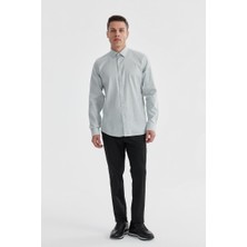 Jakamen Gri Comfort Fit %100 Pamuk Piti Kare Gömlek