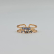 SE Jewellery Gold Mavi Baget Taşlı Şık Kadın Yüzük