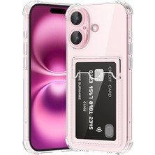 Kılıfmania Apple iPhone 16 Plus Kapak ile Uyumlu Kamera Korumalı Kartlıklı Darbe Emici Özellikli Şeffaf Silikon Kılıf