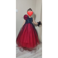 Boztaş Kız Çocuk Pullu & Tarlatanlı Kırmızı Abiye Elbise