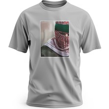 Zaytoon Tişört Kısa Kollu Filistin Ebu Ubeyde Maskeli Dijital Baskılı Unisex Pamuklu