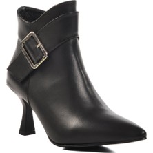 Ayakmod Hakiki Deri Siyah Kadın Topuklu Bot