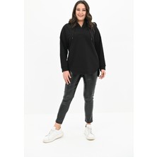 Koza Butik Kadın Büyük Beden Kapüşonlu Oversize Sweatshirt 1895-25