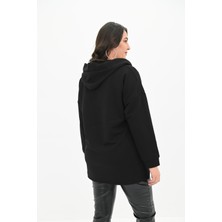 Koza Butik Kadın Büyük Beden Kapüşonlu Oversize Sweatshirt 1895-25