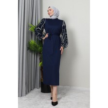 Defne Tesettür Elbise Lacivert