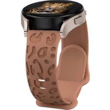 Alstrap Huawei Watch Gt 2/gt 3 42MM Uyumlu 20 mm Leopar Desenli Silikon Korodn
