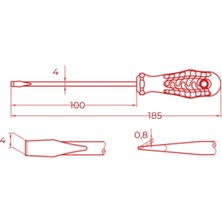 Izeltaş | Düz Uçlu Tornavida, 4X100 Mm, Opak Seri, Güvenli ve Hassas Işçilik