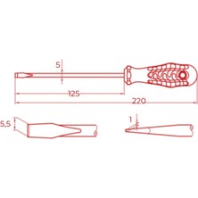 Izeltaş | Düz Uçlu Tornavida, 5X125 Mm, Opak Seri, Güvenli ve Hassas Işçilik