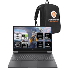 Hp Victus 16 Intel Core I7 13700H 32GB 4tb SSD RTX4070/8GB 144Hz 16.1" Fhd Fdos Taşınabilir Bilgisayar & Per4 Çanta 8V898EAPN320