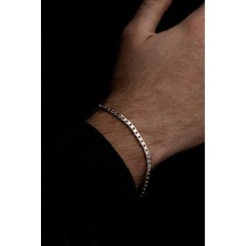 Osmanlı Gümüş Erkek Gümüş Bileklik - 925 Ayar 3mm Ezme Gurmet Gümüş Bileklik