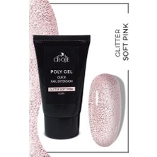 Cr-Oje Poly Gel Glitter Soft Pink 45 Gr