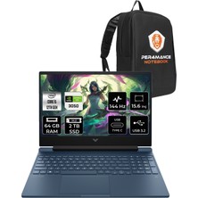 Hp Victus 15 Intel Core I5 12450H 64GB 2tb SSD RTX3050/4GB 144Hz 15.6" Fhd Fdos Taşınabilir Bilgisayar & Per4 Çanta 80D32EAPN349