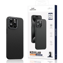 Keephone iPhone 15 Pro Max Kılıf Magsafe Şarj Özellikli 0,5 Süper İnce Aramid Karbon Fiber Kevlar Kapak