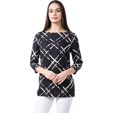 Escada  Kayık Yaka Truvakar Kol Desenli Bluz