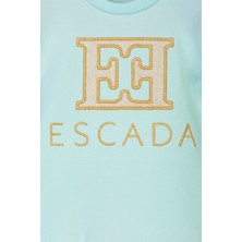 Escada Fırfır Detaylı Uzun Kol Turkuaz Bebek Elbise