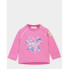 Escada Yaka Düğmeli Uzun Kol Pembe Bebek Sweatshirt