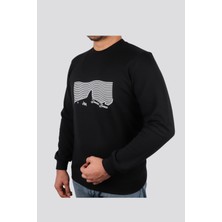 Daniel Bessi Slim Fit Double Face Baskılı Sweatshırt 204-30-24