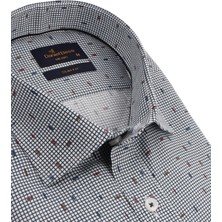 Daniel Bessi Slim Fit Uzun Kollu Lacivert Baskılı Erkek Gömlek 506-175-24