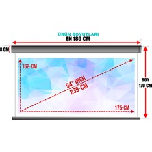 EN:180CM BOY:170CM Şarjlı Projeksiyon Perdesi Lityum Pilli Uzun Ömürlü ve Uzaktan Kumandalı