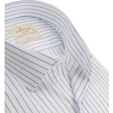 Daniel Bessi Slim Fit Uzun Kollu Mavi Çizgili Erkek Gömlek 506-206-24