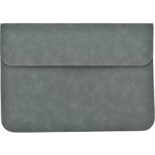 HitDukkan 15" Deri Ince Çift Mıknatıslı Macbook Bilgisayar Kılıfı Koruma Çantası Gri (26,5X37,5CM)