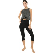Scorp Core Kadın Yüksek Bel Toparlayıcı Spor Tayt 3/4 Siyah