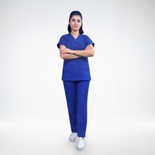 Nur Medikal Giyim Saks Mavisi Terikoton Alt Üst Takım