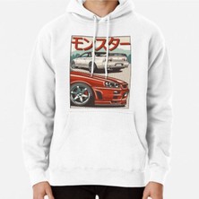 Hvit Stein Monster Skyline Gtr R32 ve R34 Baskılı Sweatshirt