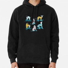 Hvit Stein Greyhounds Dogwalk // Turquoise Background Baskılı Sweatshirt