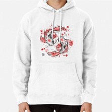 Hvit Stein Japanese Koi Baskılı Sweatshirt