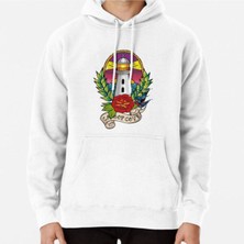 Hvit Stein Cabot Cove Light House, Traditional Tattoo Style Baskılı Sweatshirt
