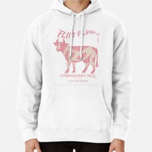 Hvit Stein Flim Flam Strawberry Milk Cow Baskılı Sweatshirt