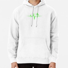 Hvit Stein Heartbeat, Pulse Green, Vegan, Frequency, Wave, Earth, Planet Baskılı Sweatshirt