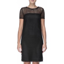 Escada  Ajurlu Kısa Kol Fermuarlı Düz Kesim Elbise