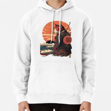 Hvit Stein Ukiyo E Samurai Cat Baskılı Sweatshirt