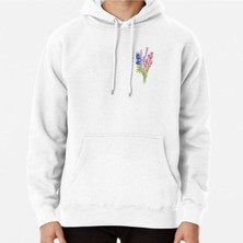 Hvit Stein Subtle Bi Pride Flowers Baskılı Sweatshirt