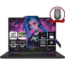 Msı Sword 17 Hx Intel Core I7 14700HX 96GB 512GB SSD RTX4070/8GB W11H 17" Fhd+ 165Hz Taşınabilir Bilgisayar B14VGKG-054XTR-A35 & Anzar Mouse