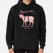 Hvit Stein Flim Flam Strawberry Milk Cow Baskılı Sweatshirt