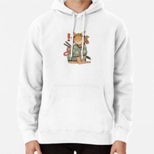 Hvit Stein Neko Samurai Baskılı Sweatshirt