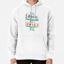 Hvit Stein Cincinnati Skyline Chili Ludlow Ave Sign Baskılı Sweatshirt
