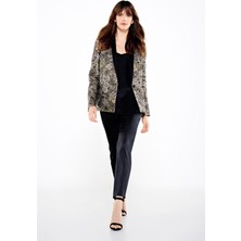 Escada  Taş Işlemeli Manşet Kol Tek Düğmeli Siyah Blazer Ceket