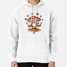 Hvit Stein Magic Mushroom Buddha Baskılı Sweatshirt